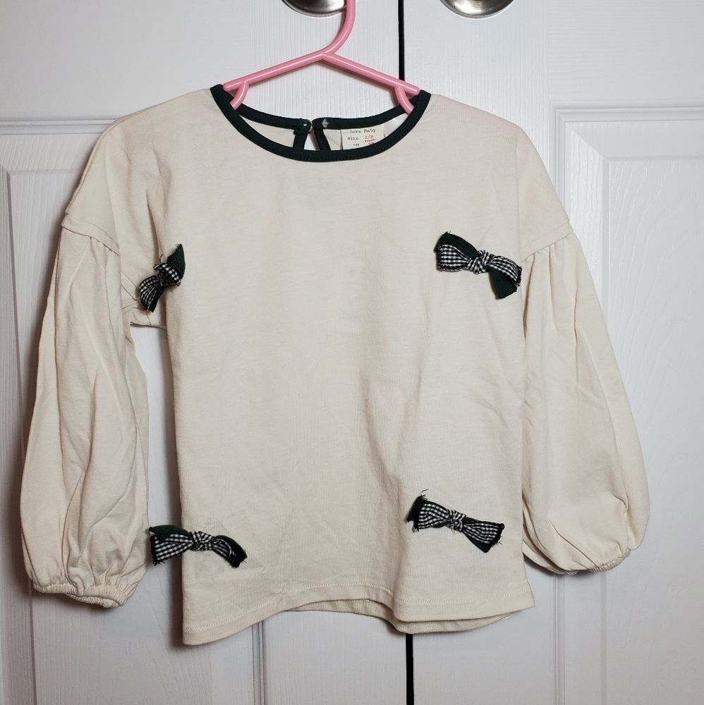 NWT Zara 2/3T Girl Top with Buffalo checkered bows